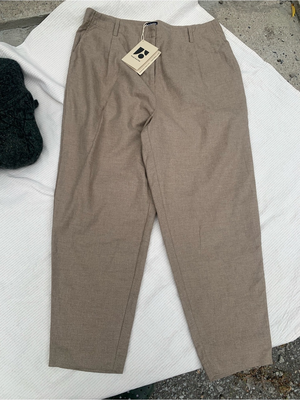 NWT Frank And Oak The Amelia Pant Organic Cotton Linen Taupe Size 12
